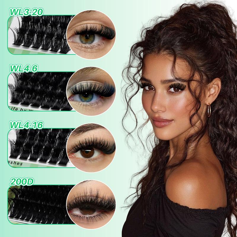 1344PCS/650PCS/540PCS Lash Kit, Eyelash Extensions, D Curl 11 Styles Mixed Length Bottom/Spikes/3D Effect with Bond&Seal Lash Remover Brush Lash Applicator Headband Wristband set, Beginners&Proficient, DIY at Home Easily, for Makeup Daily