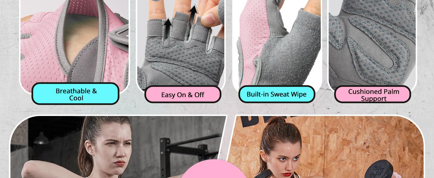 Workout Gloves for Women and Men, Breathable Weight Lifting Gloves for Gym Exercise, Fitness, Training, and Cycling, with Excellent Grip and Cushion Pads Workout Gloves for Women and Men, Breathable Weight Lifting Gloves for Gym Exercise, Fitness, Training, and Cycling, with Excellent Grip and Cushion Pads