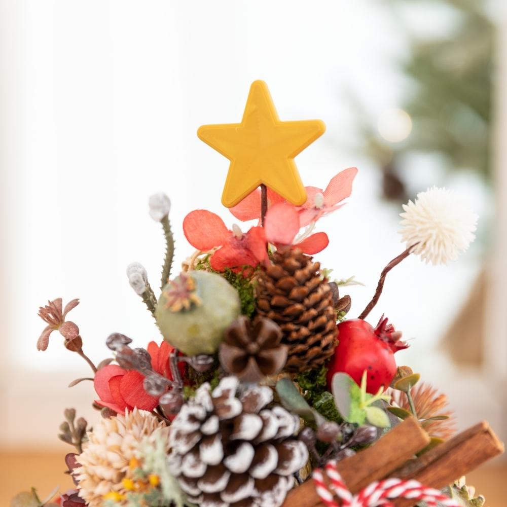 Fall Vintage Artificial Christmas Tree Ornament, Artificial Flowers with Wooden Base, Christmas Decor, Fake Plants, Home Room Office Decor, for Holiday Autumn Thanksgiving Christmas Party Decor, Coffee Shop Atmosphere Decor, Does not include light strings