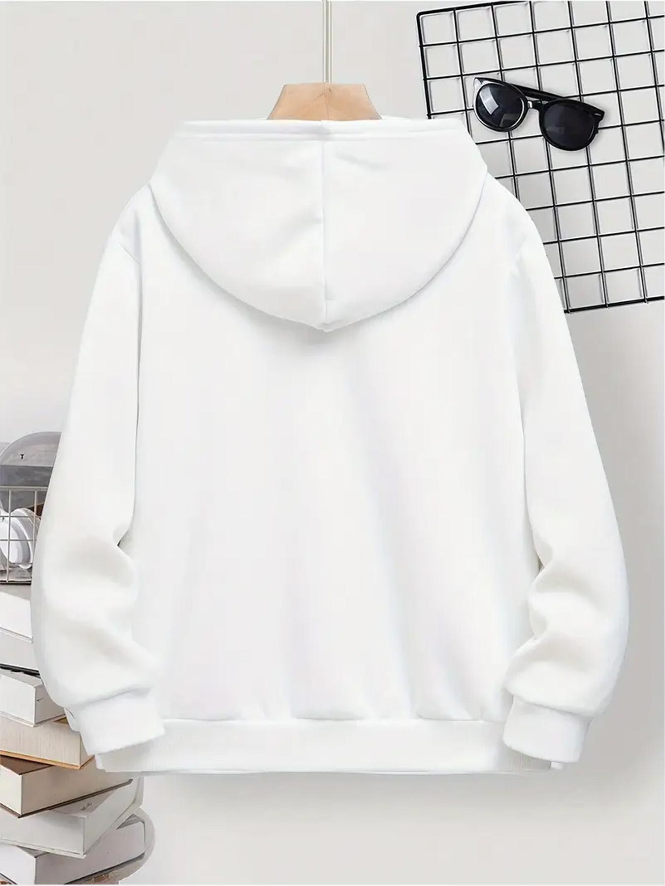 Boys' Spring & Fall Casual Hooded Long Sleeve Sweatshirt, Comfortable Fitted Pullover, Pattern Print, Graphic Team Hoodie, Versatile Bottom Layer