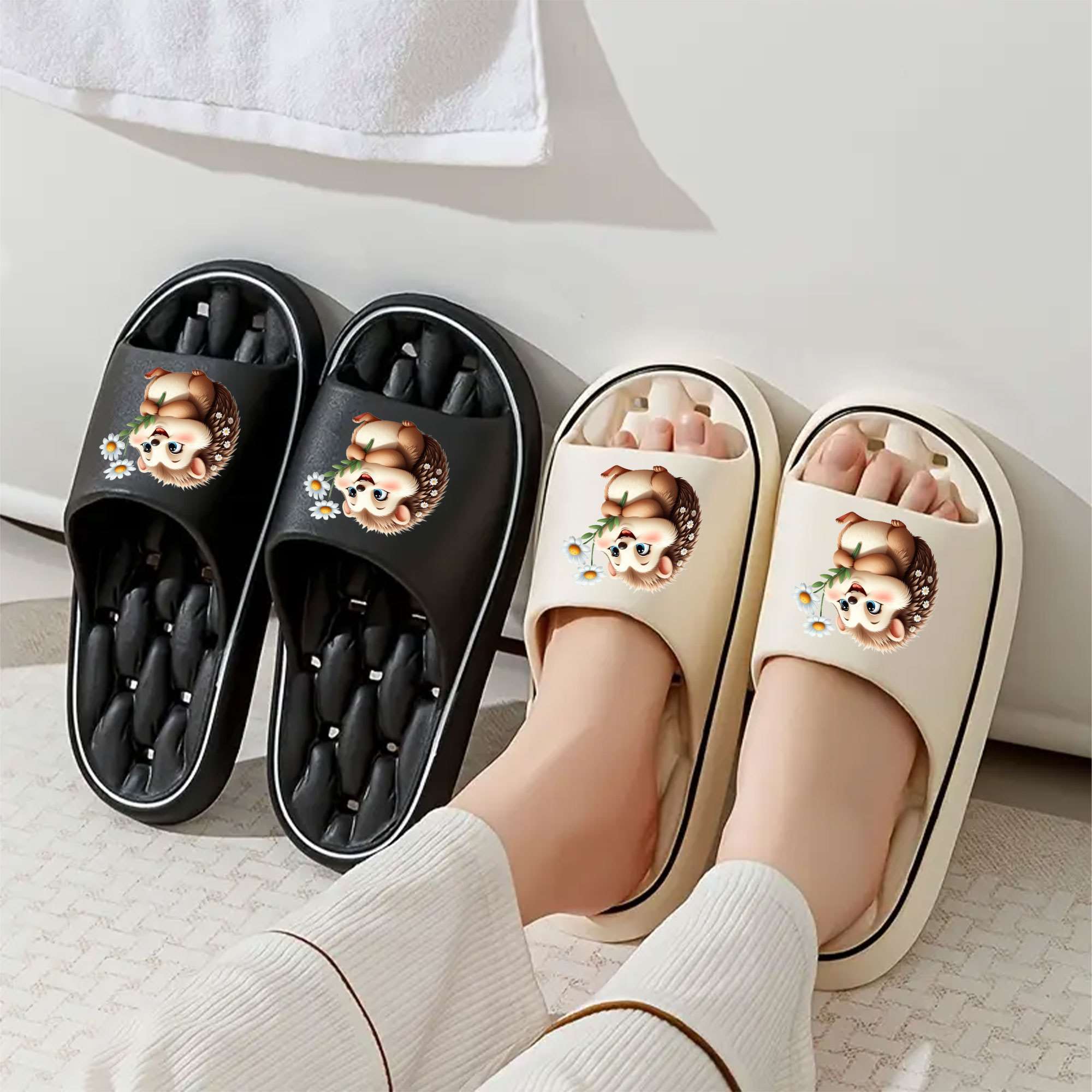 1pc Hedgehog Slippers - Slip- Indoor, Lightweight Flexible Sole & Cushioned EVA Foam, Cute Hedgehog, Easy Clean Casual Footwear Suitable for All Seasons, Ideal for Home Use & Gifts for, Women Shoes