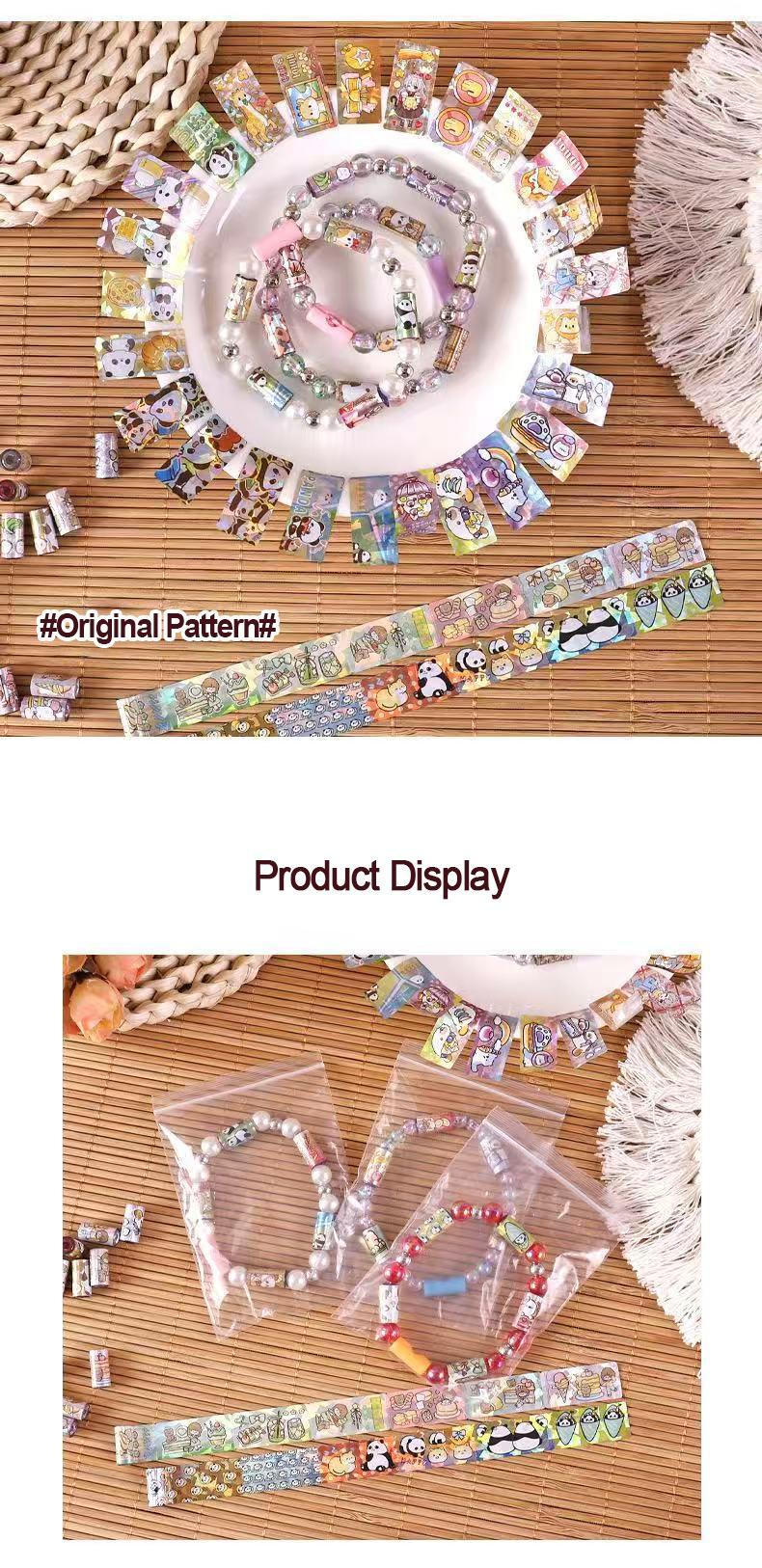 StickiRolls Creative DIY Stickers Bracelet - No Battery Needed Hand String Bead Toy, Unisex Stress Relief Sensory Regulation Kids' Stationery for DIY Crafts, Beads