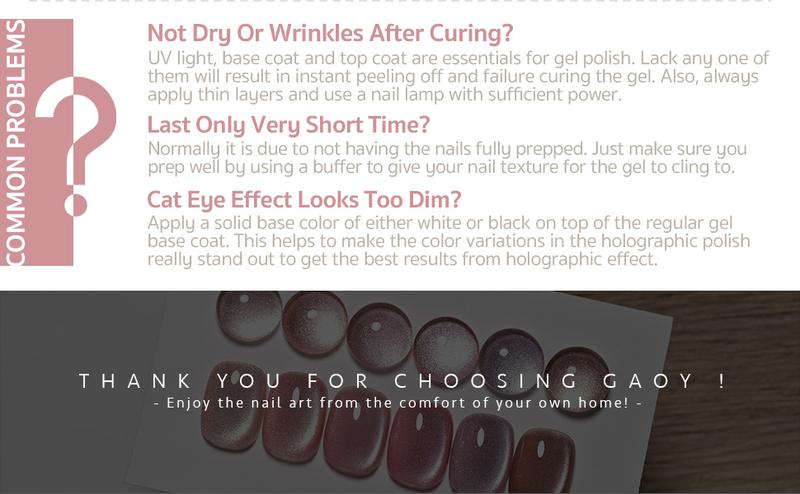 GAOY Pink Ocean Cat Eye Gel Nail Polish Set with Magnet for Holographic Cat Eye, Holiday Gift Pick Salon Gel Manicure and Nail Art DIY at Home