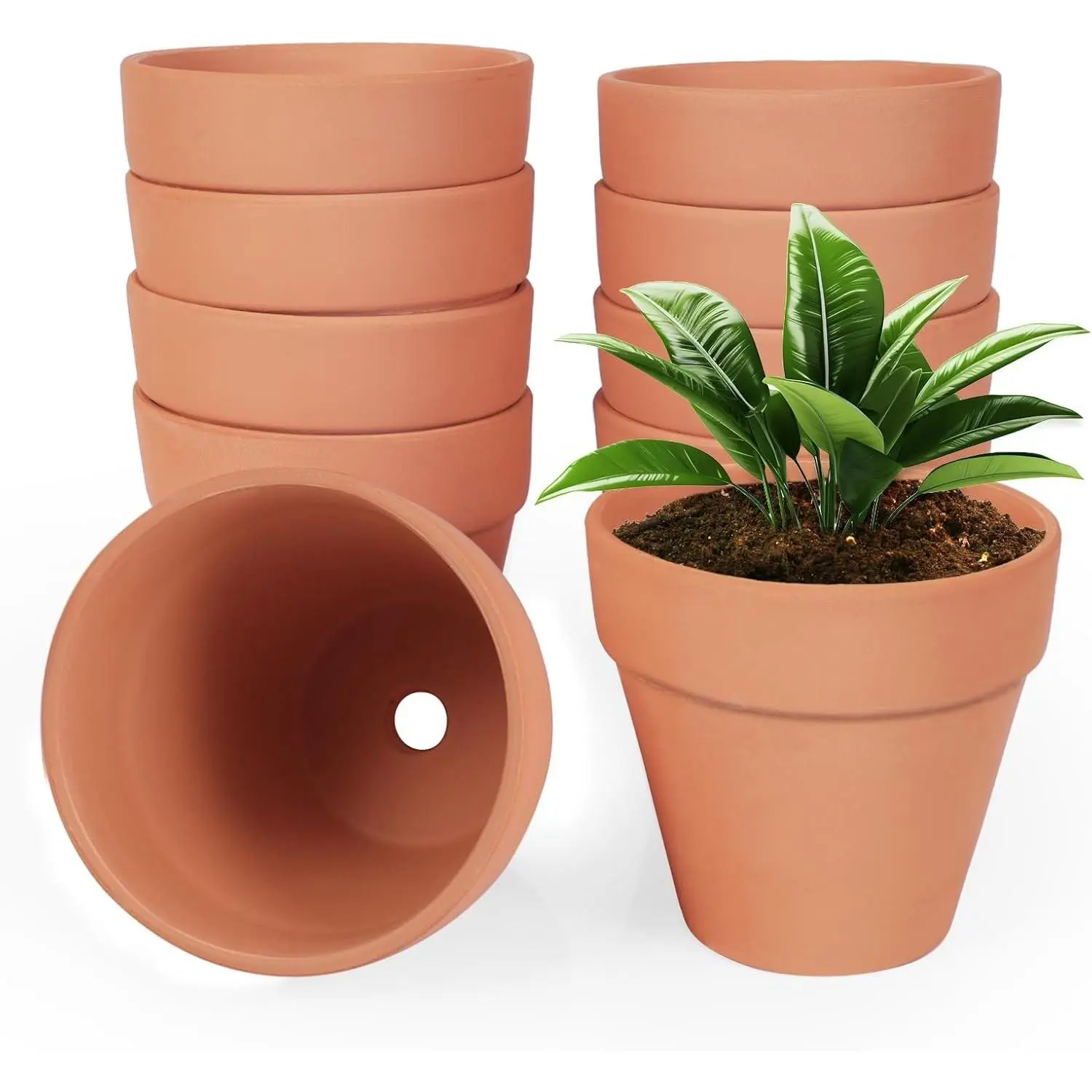 24 Pack 4 Inches Terracotta Plant Pots, Terra Cotta Planter with Drainage Holes, Perfect for Planting, Painting, Weddings and Parties (4inch/Original Color)