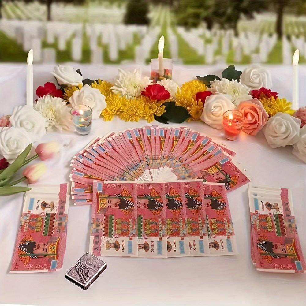 500 Pieces Traditional Chinese Ancestral Money, Qingming Festival Offerings, Good Fortune Peace Wealth, Burnt Faces Blessings, Ideal for Worship