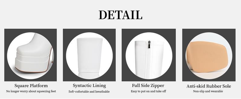 Wetkiss Stacked Platform Knee High Boots for Women With High Chunky Heel, Gogo Boots for Women with Square Toe Side Zipper Stretch   ,Women's Shoes,Women's Boots  #TikTokShopHolidayHaul