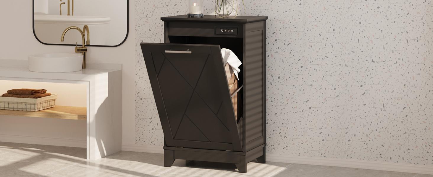 Vabches Trash Cabinet, Tilt Out Trash Cabinet w/Negative ion and deodorizing Function, Free Standing 10 Gallon Recycling Trash Can Cabinet for Kitchen Living Room Vabches Trash Cabinet, Tilt Out Trash Cabinet w/Negative ion and deodorizing Function, Free Standing 10 Gallon Recycling Trash Can Cabinet for Kitchen Living Room