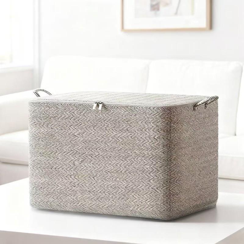 Extra Large Foldable Storage Box with Lid, Space-Saving Organizer for Home Moving, Durable Non-Woven Fabric, Stackable and Washable