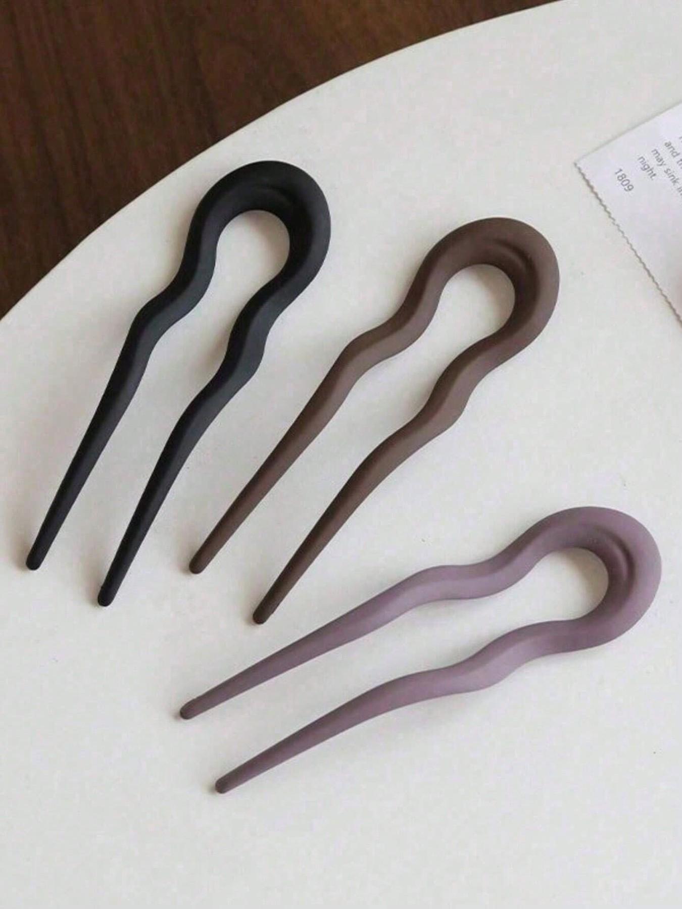 French Twist Spin Hair Forks, U-Shaped Hair Clips, Suitable For Spiral Buns, Tortoiseshell, Fashionable Flexible & Durable Women Hair Accessories