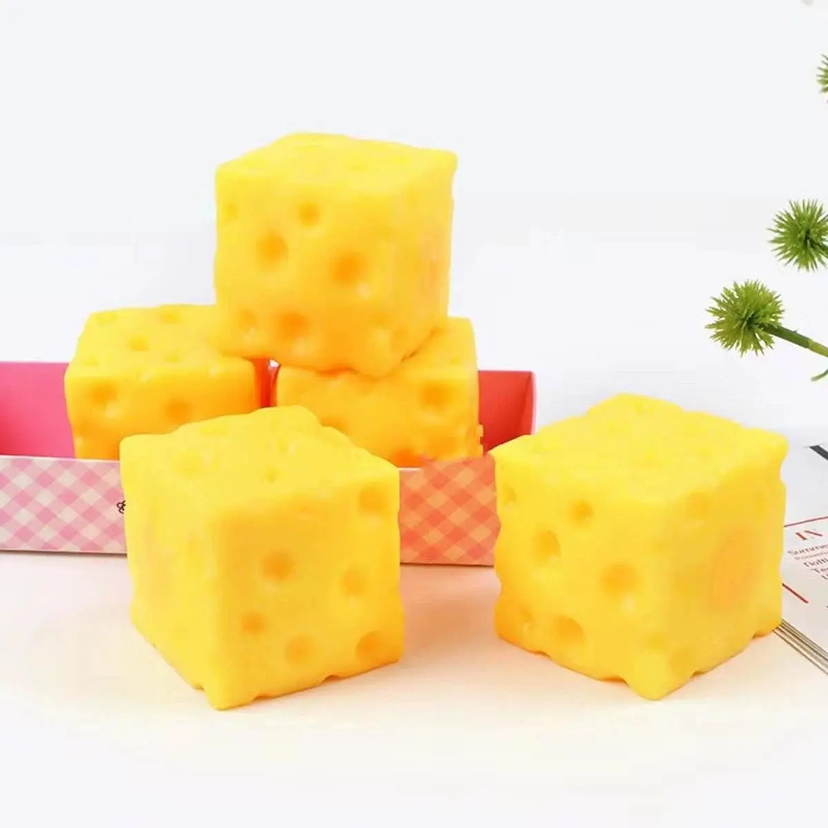 Squishy Square Cheese Squeeze Toys Slow Rebound Push Stress Relief Sensory Toy Soft Butter Cheese Fidget Toy Christmas Present