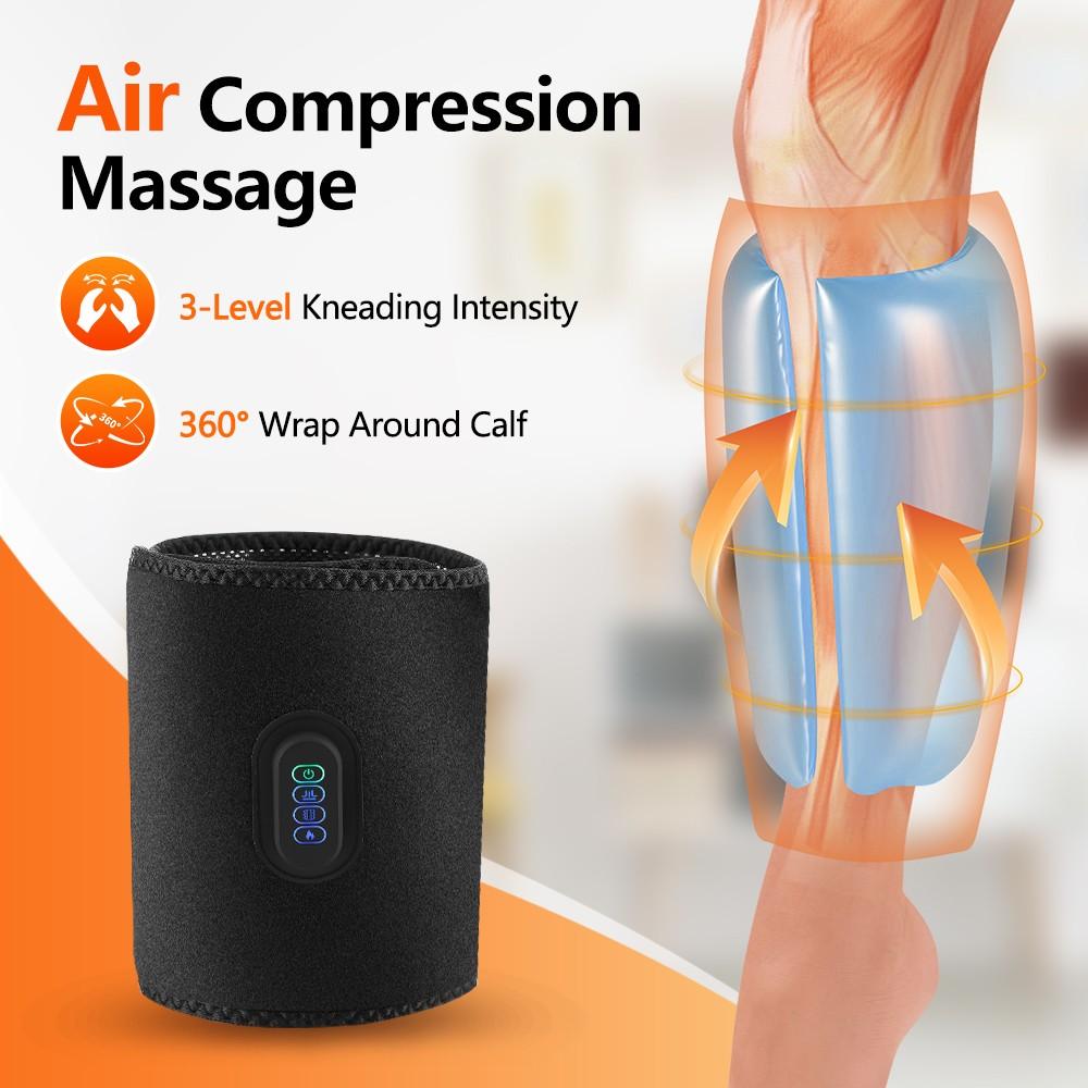 Wireless Air Compression Leg Massager with Heat, Cordless Electric Air Pressure Calf Massage Device with 3 Modes, 3 Intensity & 3 Heat for Circulation, Gift