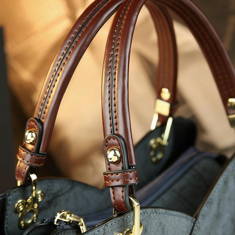 Elegant Vintage Patchwork Handbag, Large Capacity Commuter Tote Bag, Lightweight Luxury Mom Bag, Single Shoulder Crossbody Bag