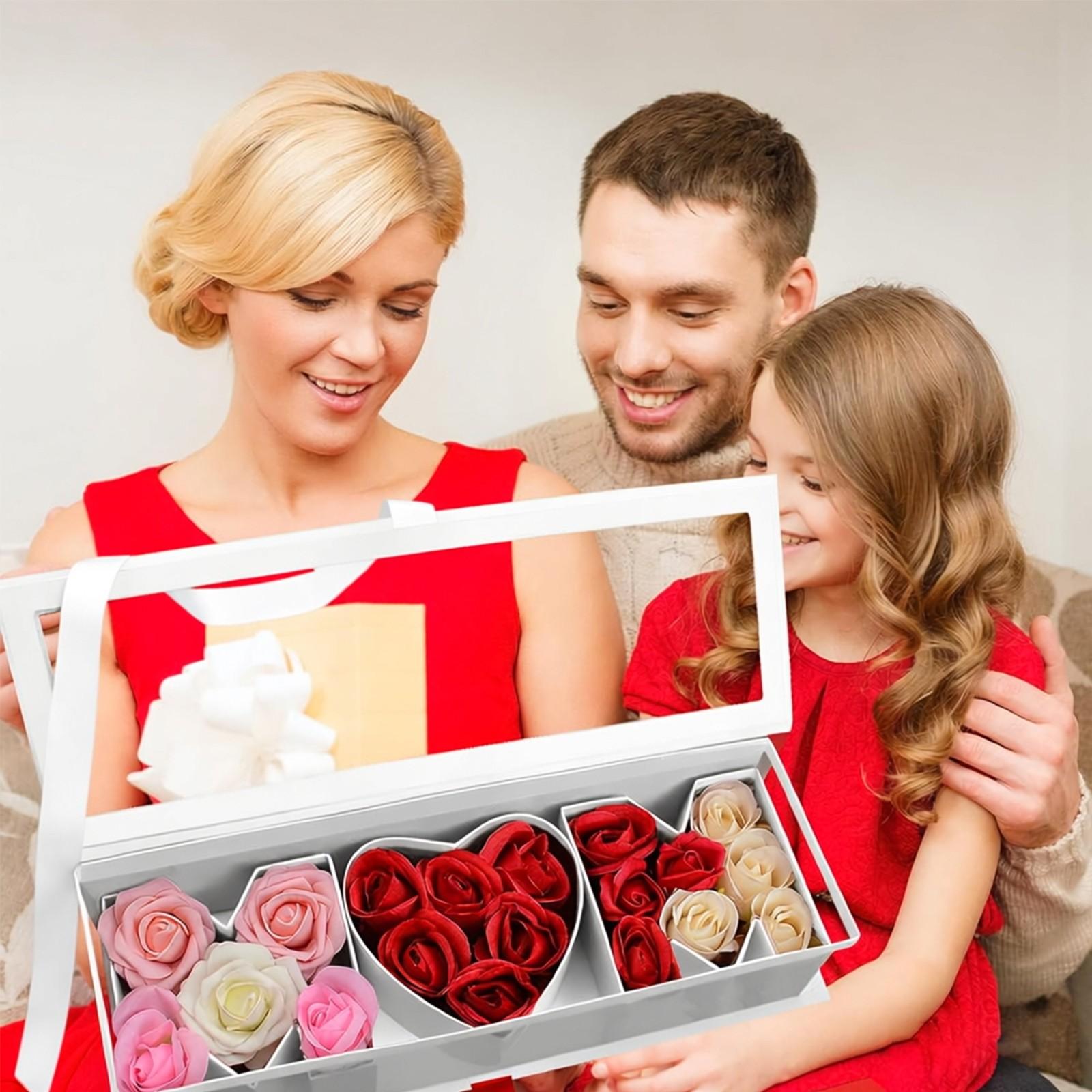 2 Pack Mother's Day Empty Flower Box Empty Gift Box Cardboard Letter Shaped Fillable Chocolate Strawberry Flower Gifts for Mother's Day