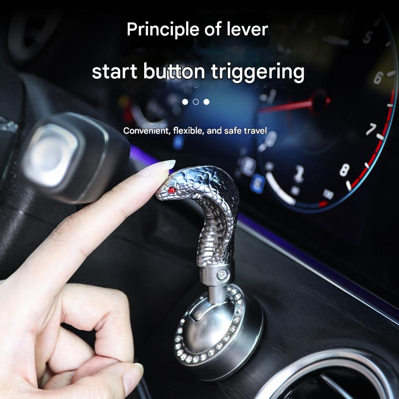 Creative Snake Head One-Button Start Cover, Car Engine Ignition Parking Rod, Fashion Safety Start Pushrod, Universal Fit, Easy Installation, Car Interior Accessory