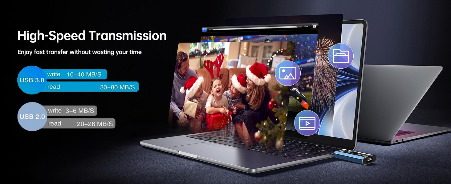 EATOP Flash Drives Intended for iPhone, Memory Stick Storage for Photos and Videos, USB External Memory Storage Flash Drive Compatible with iPhone iPad Android and Computers