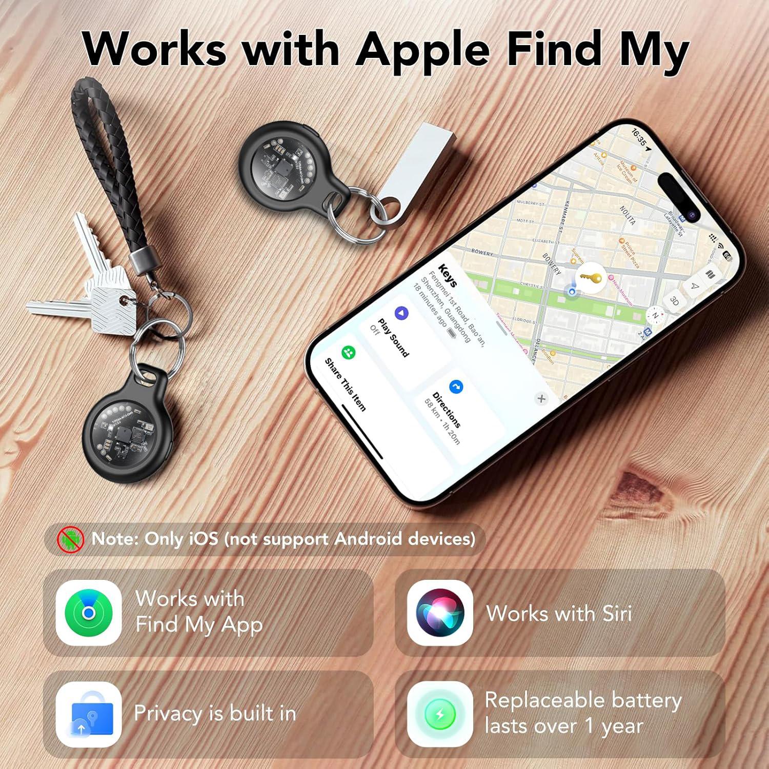 Car GPS tracker, mini Tracker device, with waterproof and anti-magnetic case - no monthly fee - Best invisible GPS tracker, anti-loss device, compatible with Apple Find My Father's Day gift