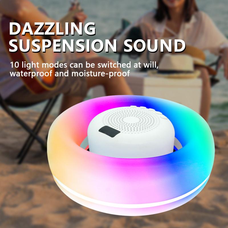 Floatable Waterproof Bluetooth-compatible Speaker, Pool Bathroom Outdoor Universal, Seven Color Lights, 10 Modes, Wireless Hands-Free Calling, Portable Small Sound System