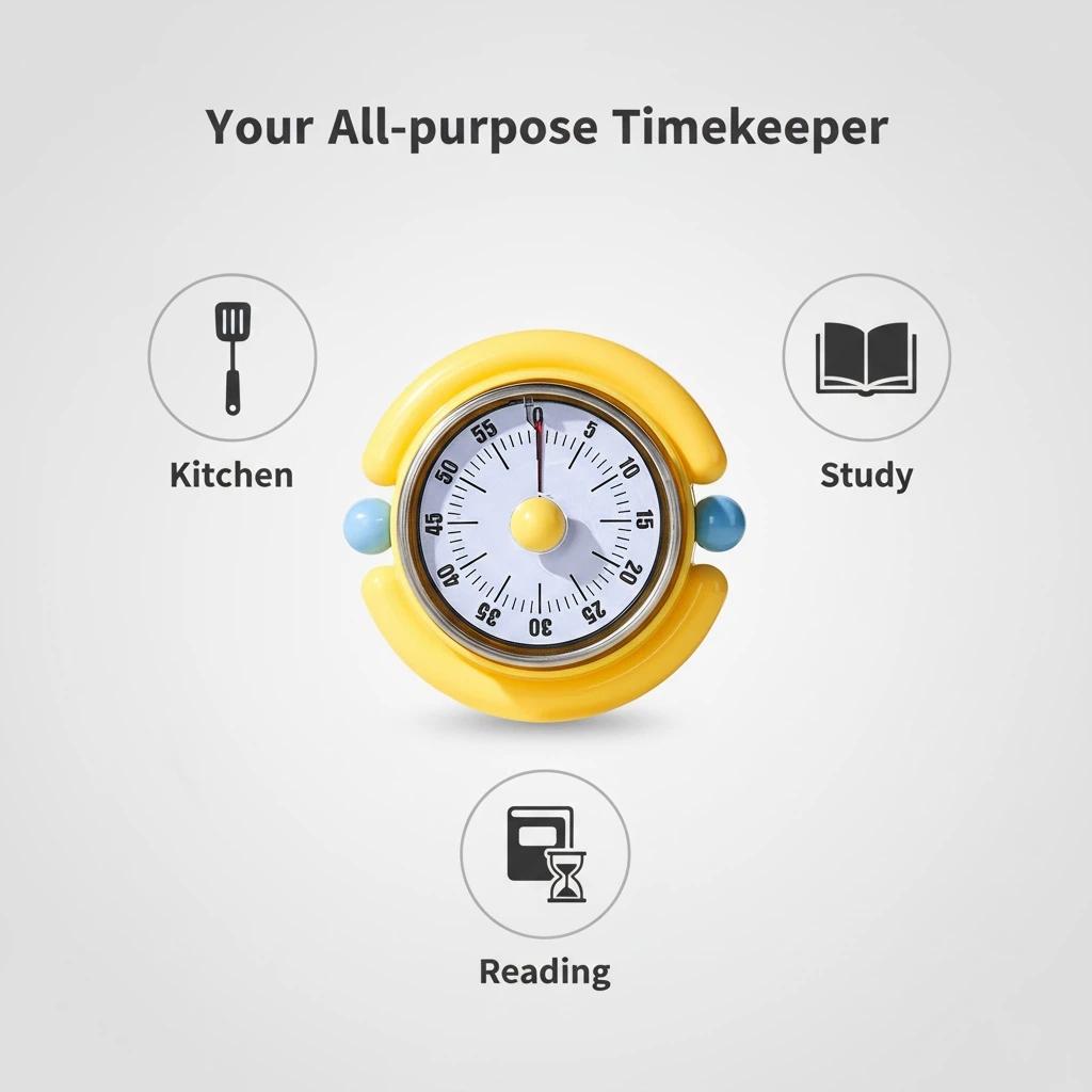 Kitchen Must-Have! Visual, Time Management Timer, 60-Minute Mechanical Magnetic Stainless Steel Timer, Visual Countdown Reminder for Kitchen Cooking & Student, Kitchen Egg Timer