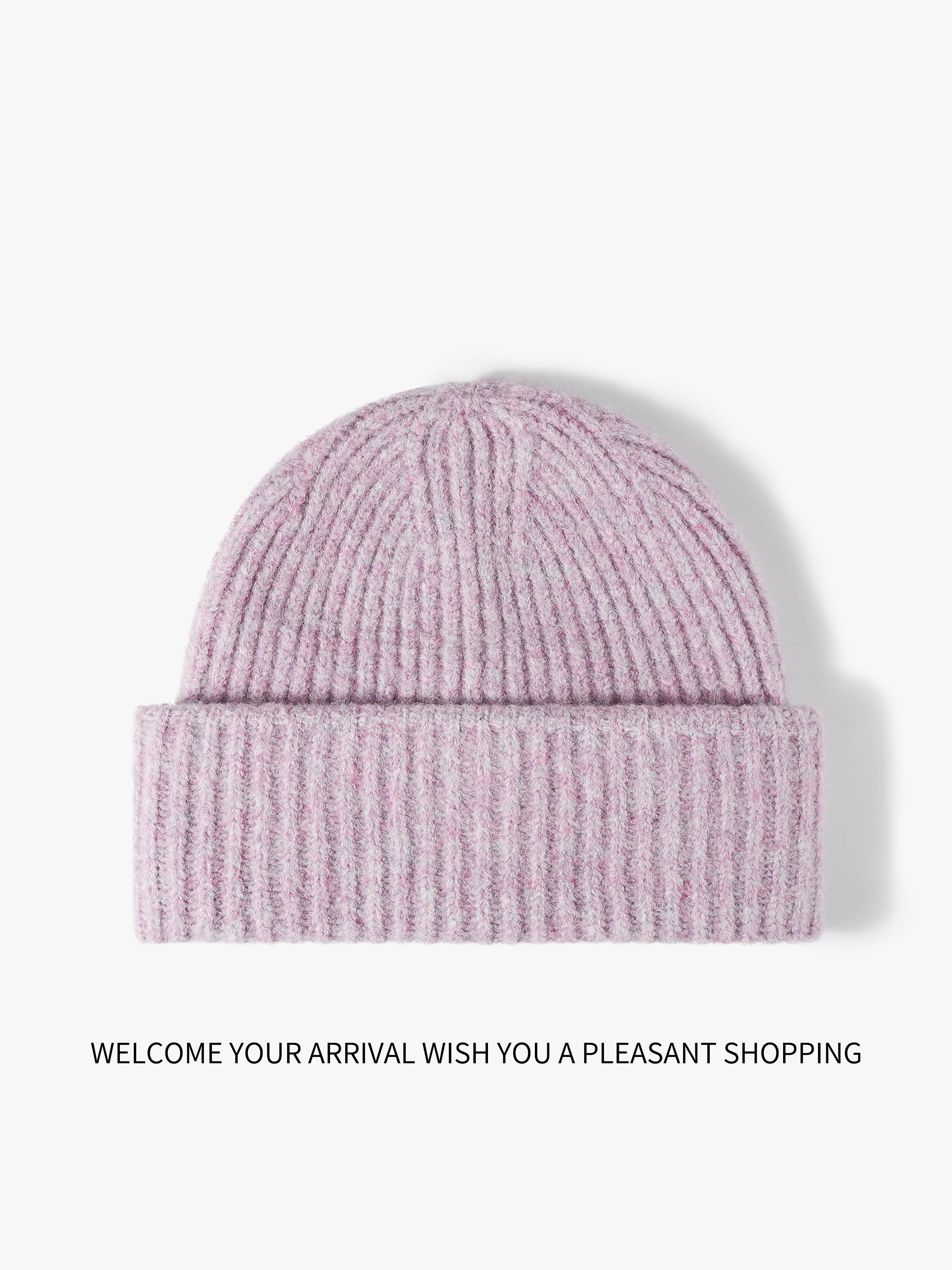 Women's Knitted Wool Hat, Simple Solid Color Design, Warm Windproof Function, Knit Material, Daily Wear, Autumn Winter Fashion, Knitting Beanie