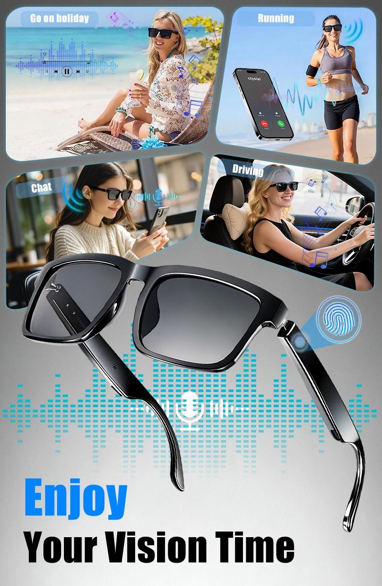 Unisex Smart Glasses - Bluetooth Audio Sunglasses with UV Protection, Voice Assistant & Touch Control,Open-Ear Speakers & Mic for Hands-Free Calls,Suitable for Running, Driving, and Outdoor Activities