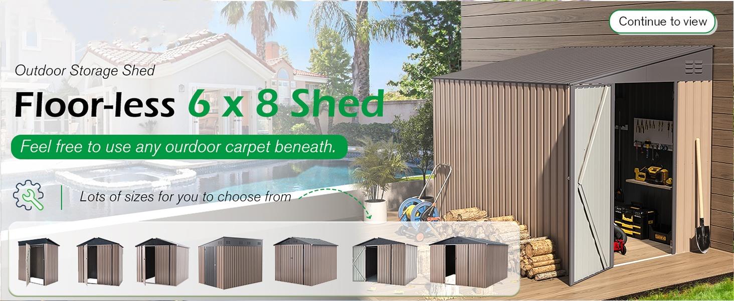 Lean to Outdoor Storage Shed, 6' x 8' Metal Wall Side Storage Sheds,Garden Storage Cabinet for Backayrd, Patio and Outdoor Use shed Lockable Vertical Modern Furniture