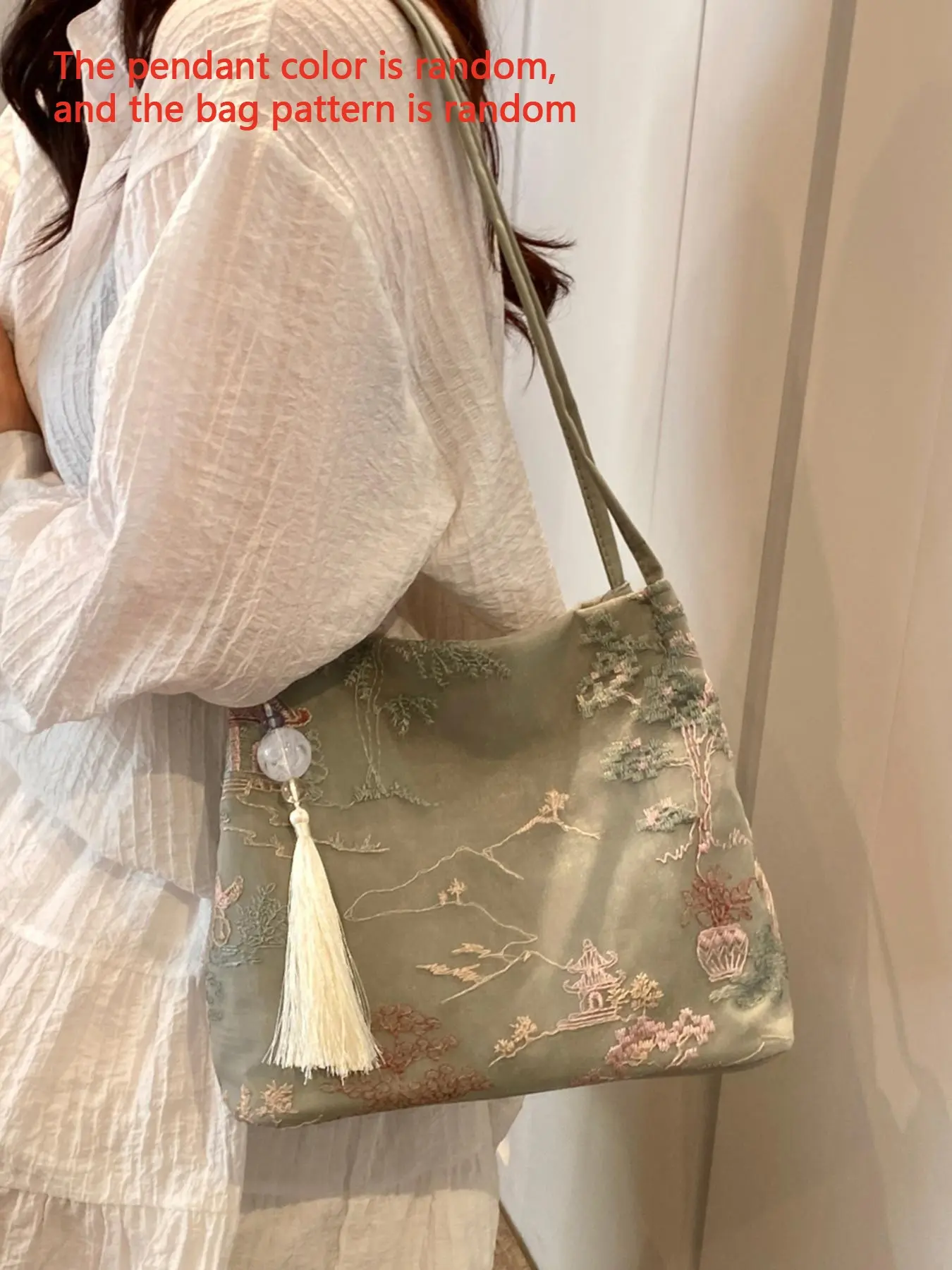 Women's Elegant Embroidered Tassel Decorated Crossbody Bag, Fashionable Shoulder Bag for Daily Used, Casual Trendy Versatile High-quality Daily Commuting Bag, Crossbody Purses, Handcrafted Bag, Chic crossbody bag, Cross Body Bags