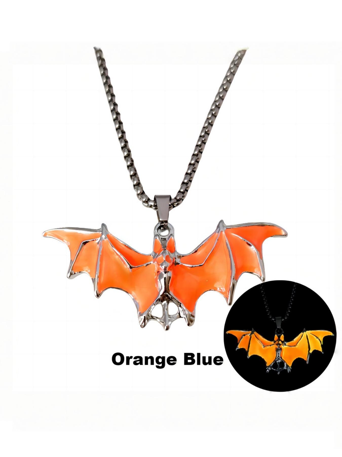 Halloween Party Glow-In-The-Dark Vampire Bat Pendant, New Cool Street Festival Necklace Accessory, Dark Theme Jewelry for Halloween