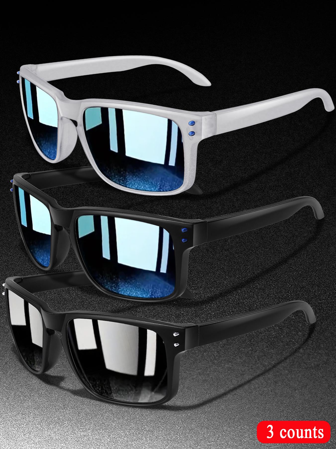 3-Piece Fashion Polarized Sports Outdoor Sunglasses Set, Unisex Cycling Hiking Eyewear, Classic Square Frame + Polarized Lenses, Daily Accessories, Sporty Eyewear, Summer Sports Sunglasses