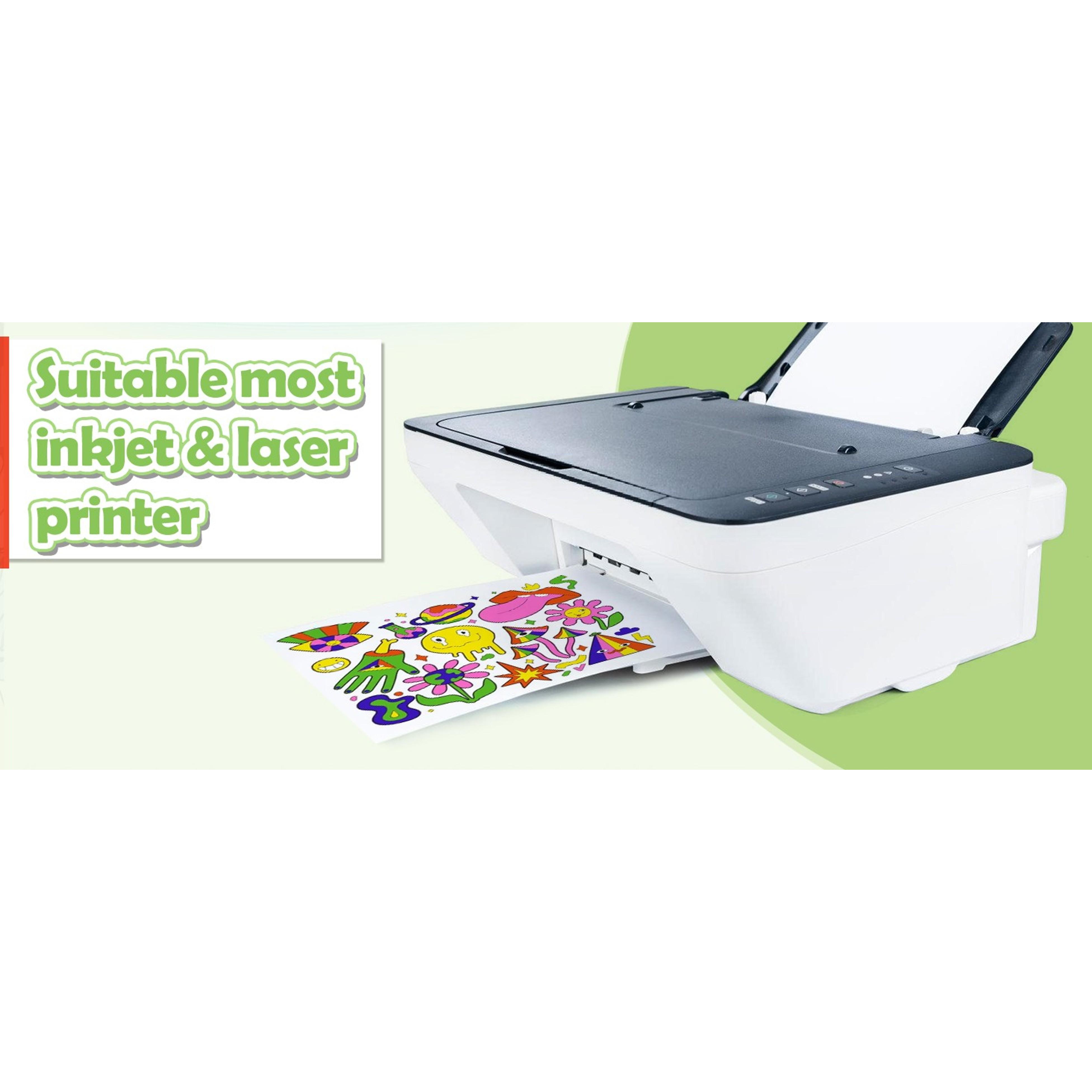 Glossy Printable Vinyl Sticker Paper for Inkjet Printer - 21 Sheets