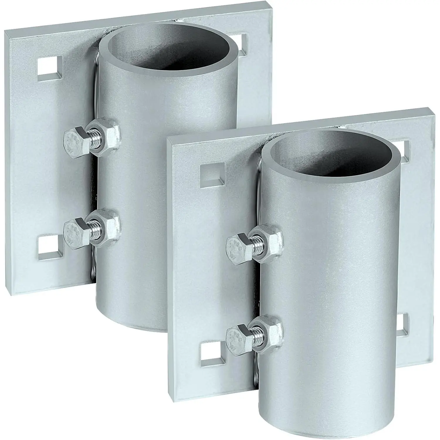 Heavy-duty hardware for fixed docks, including side pipe fixing brackets, floating dock bracket hardware, and pipe support sleeves for securing pipe columns, with a bore of 7/ 16inch , suitable for 3/ 8inch automotive bolts