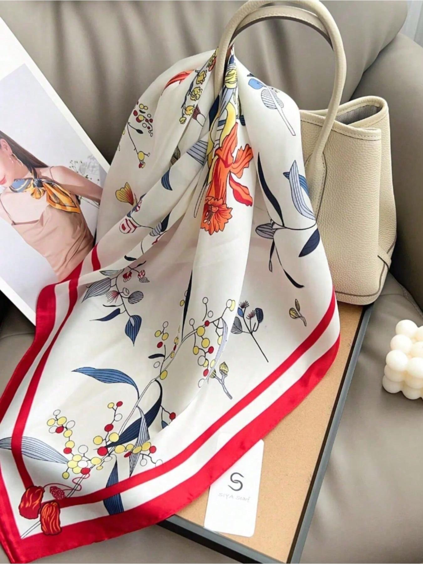 1Pc Spring and Autumn Butterfly Printed Scarf Women's Versatile 70cm Square Scarf Sweet Atmosphere External Shawl
