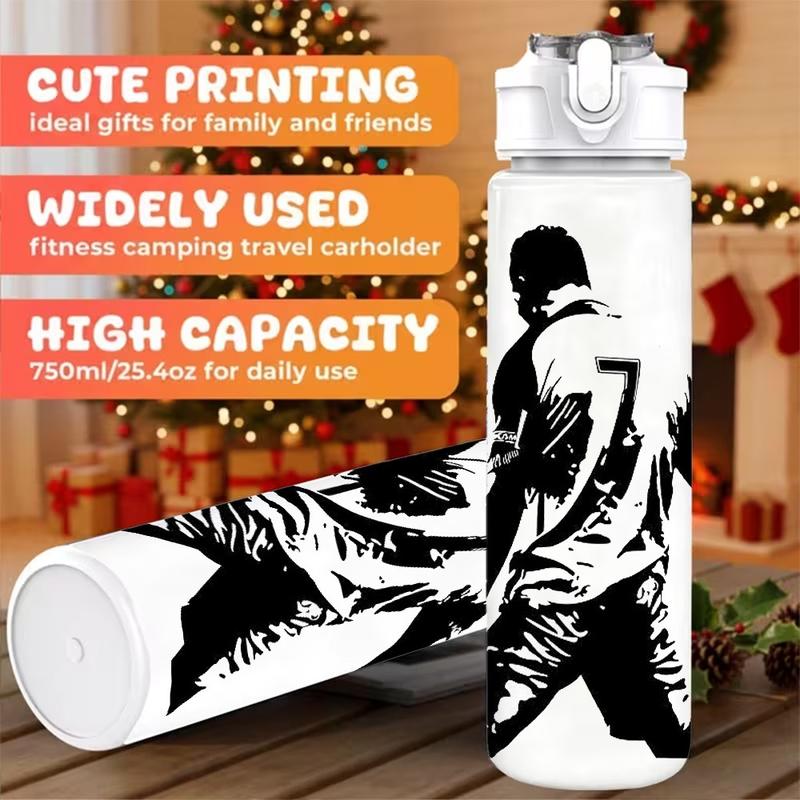 1pc Sports Soccer Plastic Water Bottle, With Flip-top Lid, 25oz (750ml) Plastic Cup. Ideal for Outdoor Activities, Durable and Drop-resistant, Easy to Clean. Lightweight and Portable