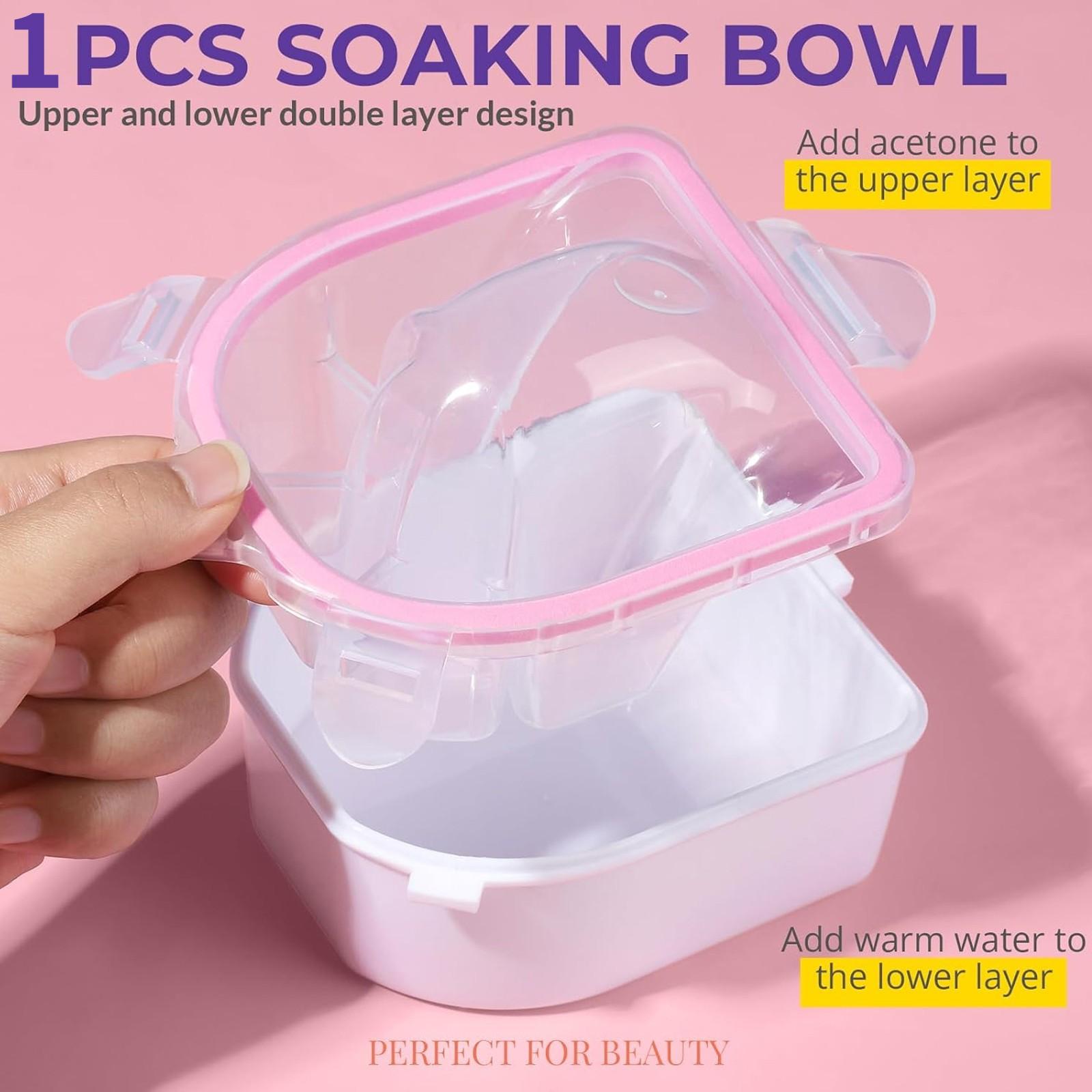 3-Piece Silicone Plastic Hand Bowl Exfoliation Set, 2-Layer Nail Art Soak Bowls, Essential Manicure Dead Skin Pusher Tool Kit