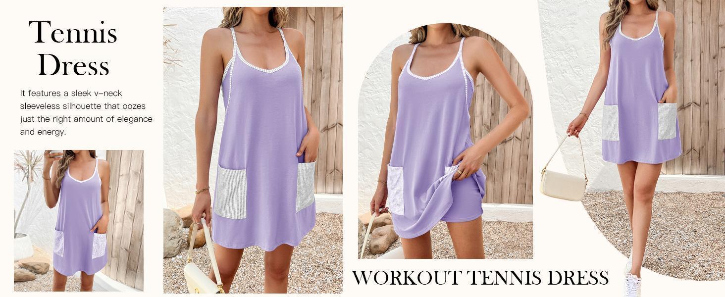 Imily Bela Women's Summer Mini Dress Casual Workout Tennis Dress with Shorts Sleeveless Althletic Dresses Outdoorfun