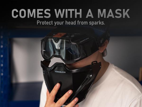 YESWELDER LYG-32-110R Auto Darkened Welding Goggles with Mask | True Color View, LED Light & USB-C Charge | 4 Sensors Welding Glasses for TIG MIG ARC CUT Grind