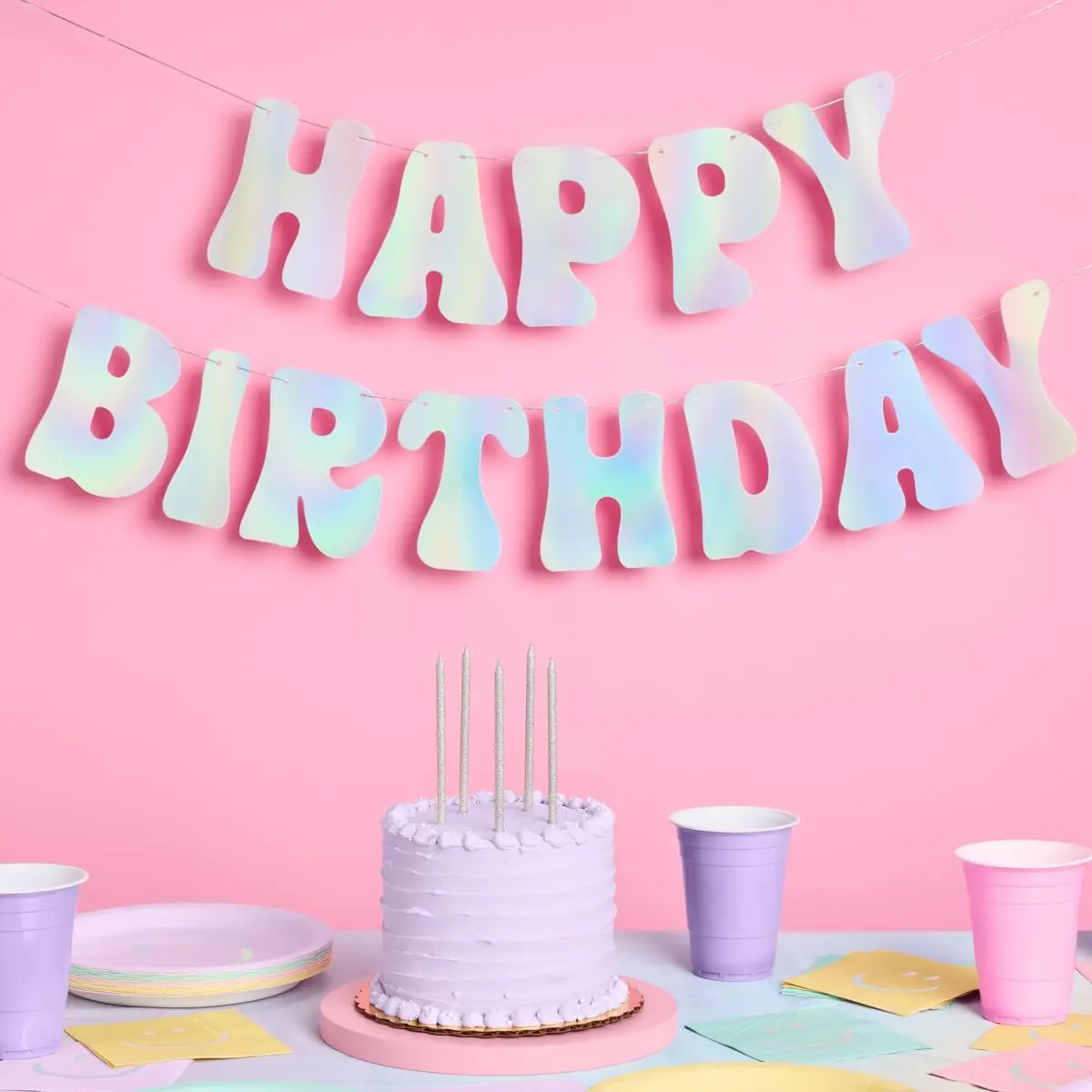 Iridescent Happy Birthday Foil Banner 5 Ft. | Bday Party Decor | Decorations, 70s Cool, Sweet 16, 21st