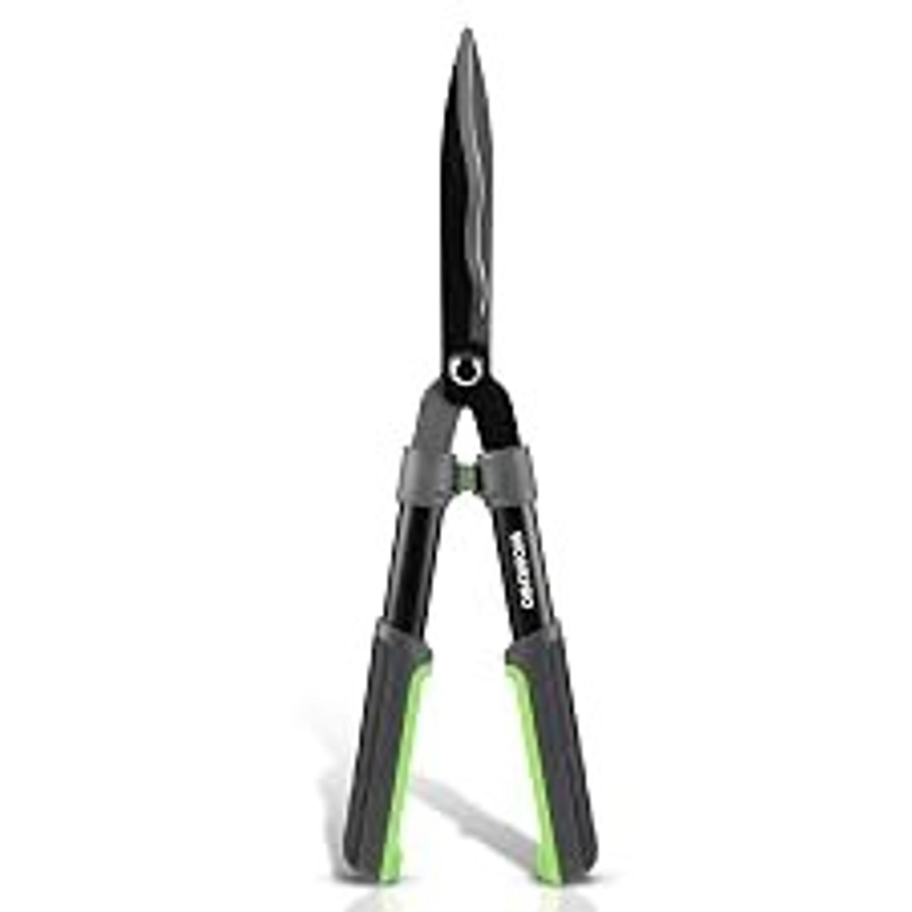 Extendable Hedge Shear, 25"-33" Manual Hedge Clipper/Bush Cutter | Gardening Shears with Steel Wavy Blade, Shock Absorbing Bumper, Ergonomic Handle for Pruning Borders & ShrubsGift