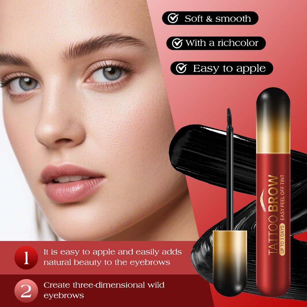 Peel-off Eyebrow Gel, Semi-permanent Brow Tint, Waterproof and Sweat-resistant, Long-lasting Color, Natural & Voluminous Brow Shape, Easy Peel-off Removal, Creates 3D Wild Brows.
