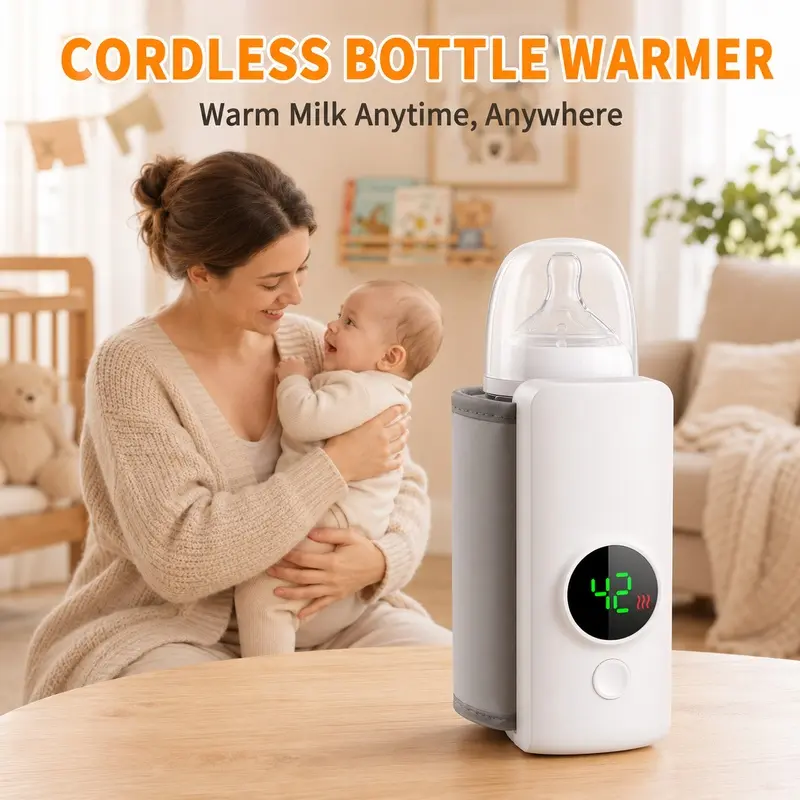 Portable Baby Bottle Warmer, USB Rechargeable Travel Milk Heater for Camping, 6 Heating Levels, Up to 5 Hours Heat Retention-5100