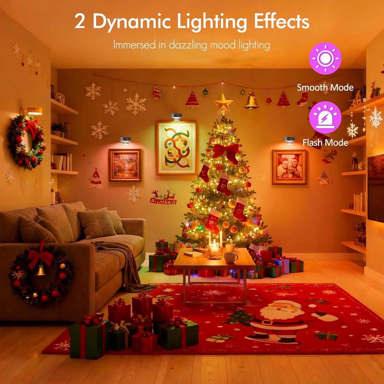 6PC/3PC/1PC RGB Color-Changing Spotlight, Motion Sensor Night Light, Wall Picture Lamp, Remote Control, Ambient Shadow Projector LED Painting Art Display, Scene Atmosphere Lights, Dimmable No Wiring Needed Battery Powered (Batteries Not Included)