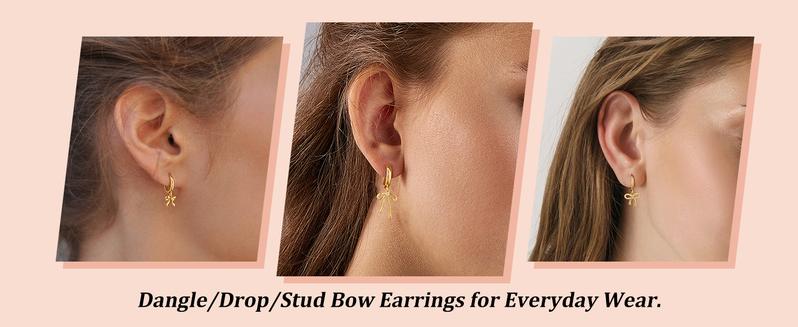Earrings for Women Trendy Bow Gold Fashion jewelry Hoops Simple Twist Huggie Dainty Cubic Zirconia Jewelry Set