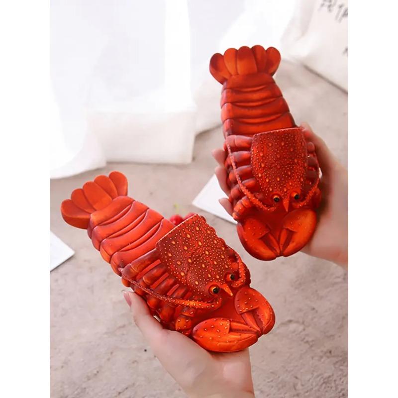 New Men's Lobster Design Slippers, Fun Slippers, Non-Slip Soft-Soled Slippers for Home, Bathroom, Outdoor, and Beach, Couple's Slippers