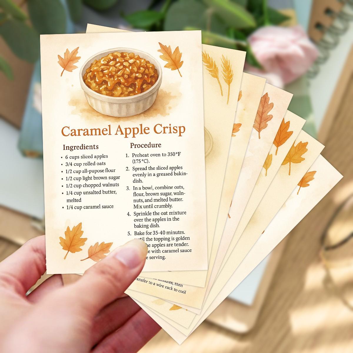 20 Holiday Recipe Cards, Fall Harvest Thanksgiving Recipes, Complete Ingredients and Steps Guide, Beginner Baking Reference, Kitchen Wall Decor, Gift for Bakers