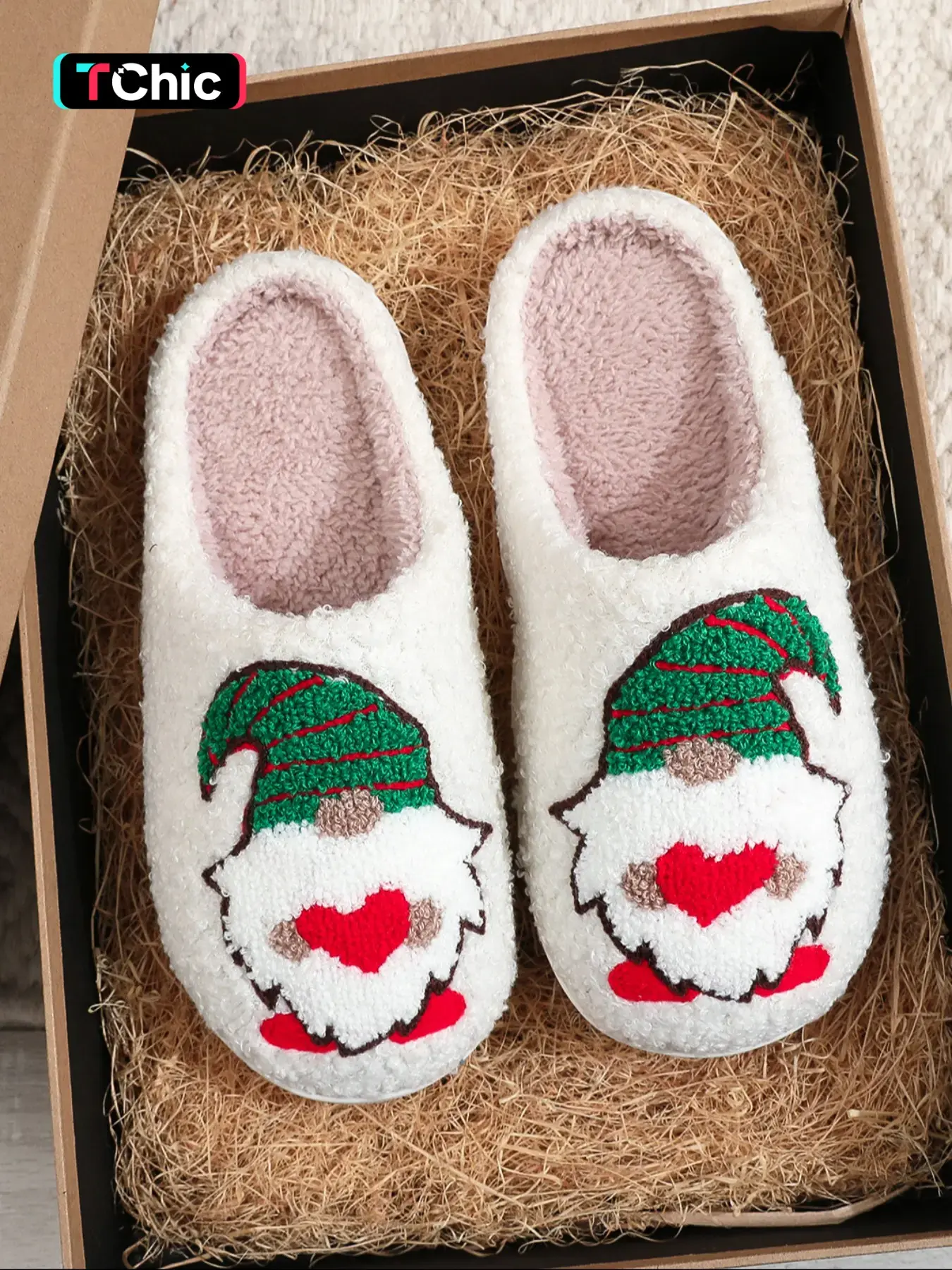 Soft Plush Christmas Slippers, Embroidered Genie Elf Genome Design, Warm Indoor Outdoor Shoes, Fall Winter Gift Idea, Unisex, Home Slippers, Fuzzy House Shoes