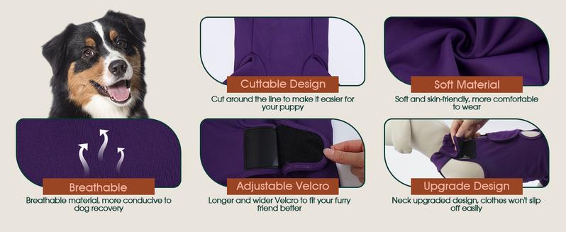 Kuoser Thigh Wound Protective Sleeve for Dogs, Dog Surgery Recovery Suit for Rear Legs, Dog Recovery Sleeve for Female Male Dogs, Dog Onesie After Surgery, Fuddle wuddle patch puppy