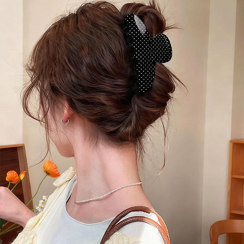Women's 5pcs Polyester Glossy Dotted Pattern Hair Claw Clips, Non-Slip Jaw Clips for Leisure Use, Unisex Multi-Color Fashion Hair Accessories