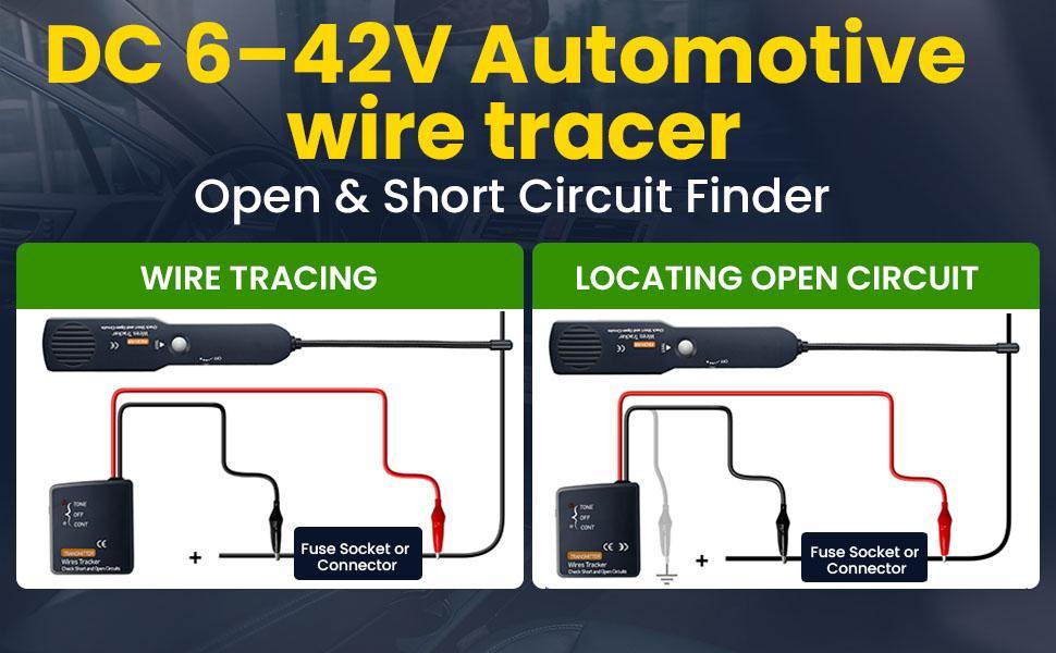 Automotive Circuit Tester, 6-42V Digital Car Wire Tracker with Short & Open Circuit Finder, Cable Continuity Tester for Vehicle Electrical Repair Diagnostics