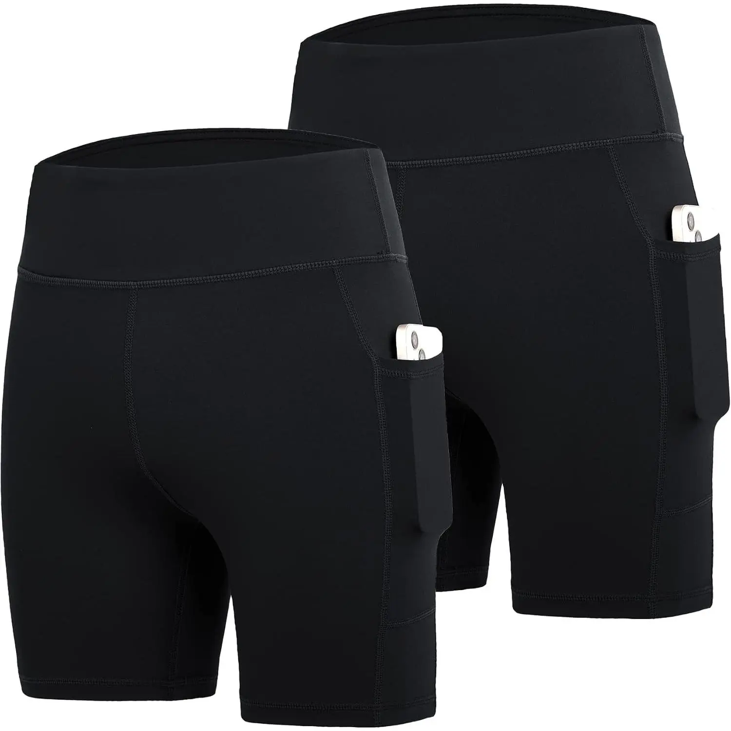 Girls 5" Stretch Spandex Volleyball Shorts with Pockets Youth Athletic Gymnastics Yoga Dance Compression Shorts for Kids(Gift)
