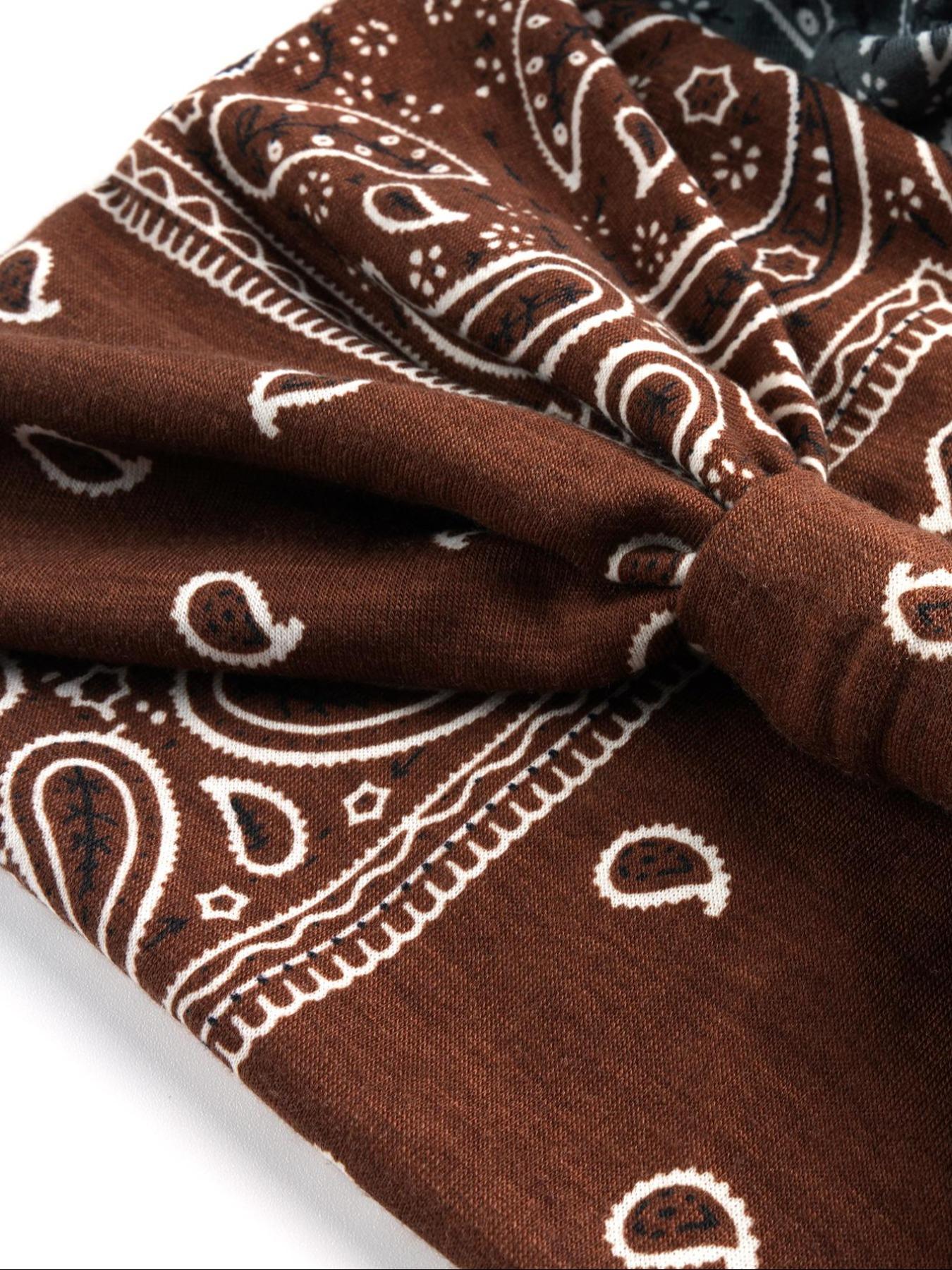 4pcs Paisley Pattern Knot Design Hair Band, Boho Wide Elastic Hair Band for Gym Workout, Hair Accessories for Yoga Wear, Knotted Headband