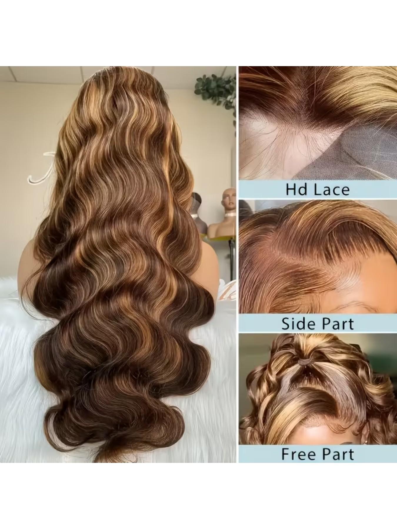 Glue-less #427 color wavy curly gradient highlight 13x4 lace front ...